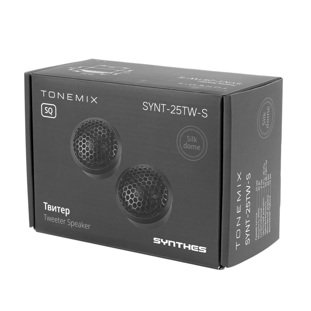 Tonemix SYNT-25TW-S /  ВЧ-динамик 1,0" (25,4 мм) шелк, RMS 30 Вт, 4 Ом, диапазон частот 3 кГц - 26 кГц