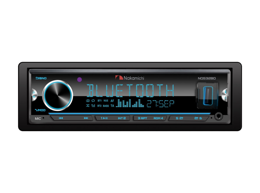 Nakamichi NQ532BD/ 1DIN медиа-ресивер, USB, AUX, ВТ, 4*50 Вт, DSP, 6RCA, 7 цветов