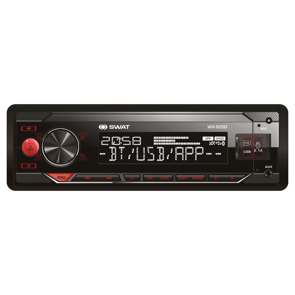 SWAT  WX-505D/Автомобильный 1 din медиа ресивер 4х50 Вт, MP3, 2*USB, DSP, SD, BT/