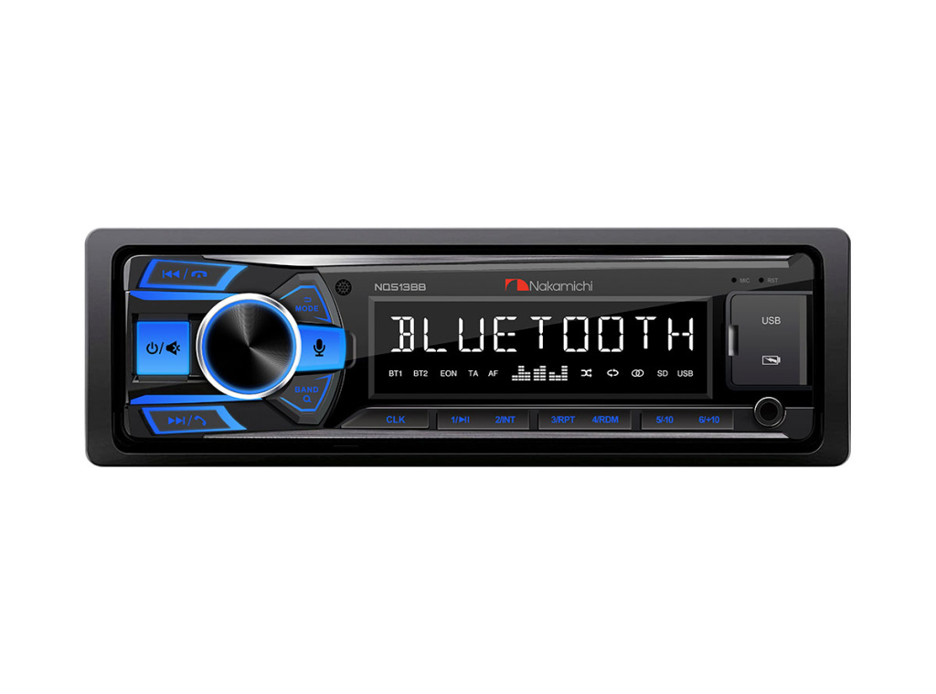 Nakamichi NQ513BB/ 1 din медиа-ресивер, USB, AUX, ВТ, ПДУ, 4*50 Вт, голуб./