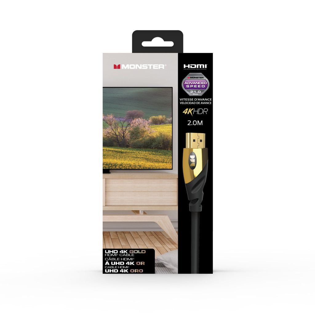 Monster Cable Essentials, HDMI кабель, 4К, UHD, Gold, 2m